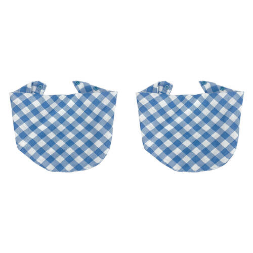 2PK Annabel Trends Muslin Neck Bib Gingham 30x30cm Blue