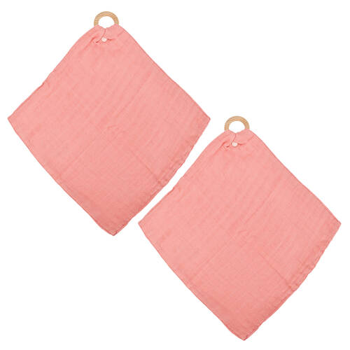 2PK Annabel Trends Muslin Security Blanket 32x32cm - Coral