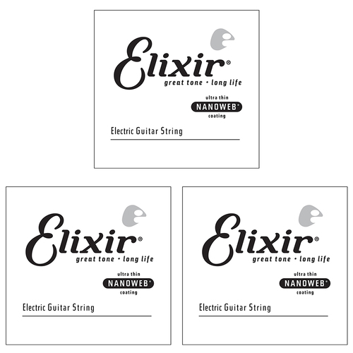 3PK Elixir #15224 Electric Guitar Nano Coating 0.024 Single String