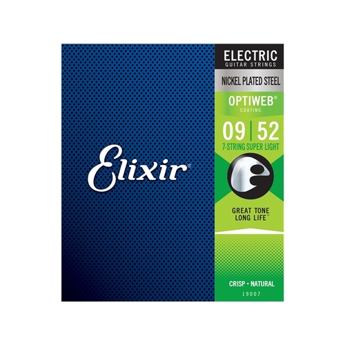 Elixir #19007 Electric Guitar 7 Strings Optiweb Steel 9-52 Super Light