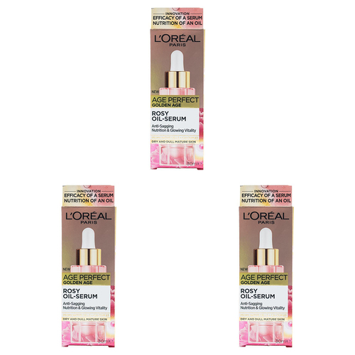 3PK Loreal 30ml Rosy Oil Serum Perfect Golden Age Peony Native Cells/Calcium B3L