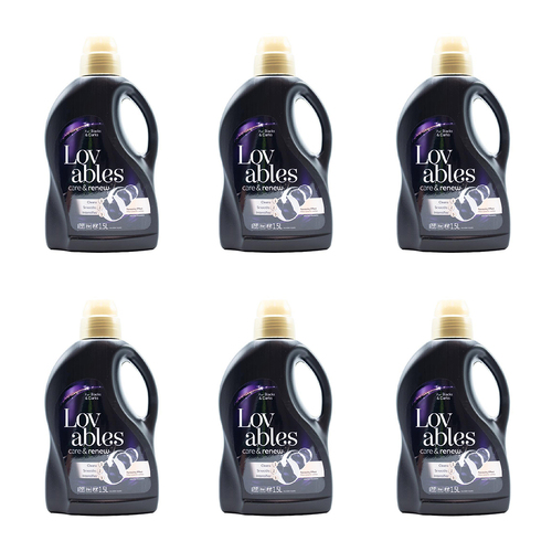 6PK Lovables Liquid Laundry Detergent Care & Renew For Blacks & Darks 1.5L