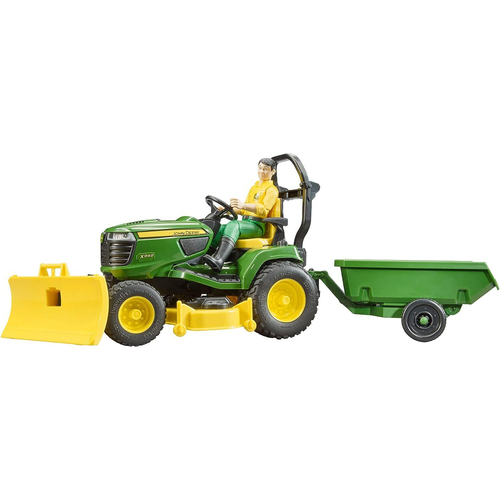 Bruder John Deere Lawn Tractor with Trailer & Gardener 1:16 Kids Toy 4+