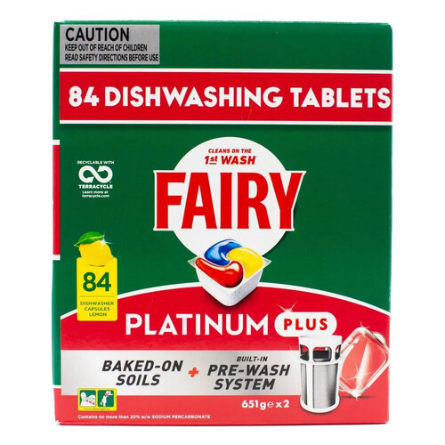 84pc Fairy Platinum Plus Home/Kitchen Dishwasher Tablets Lemon Scent