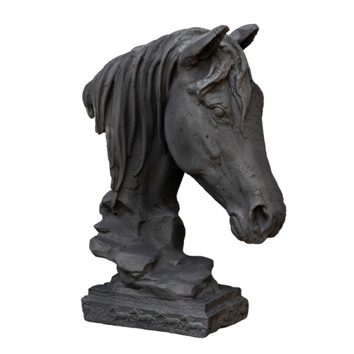 Horse Head 44cm Cast Iron Sculpture Garden Ornament Decor Large - Black
