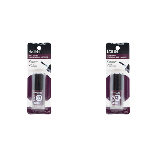 2PK Maybelline 7ml Nail Lacquer Longwear Fast Gel Possessed Plum