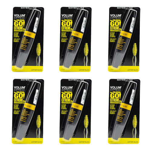 6PK Maybelline Mascara Volume Express Leather Black 9.5ml