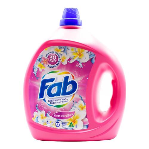 Fab Laundry Liquid Front & Top Loader Fresh Frangipani Cleans Expertly 4L