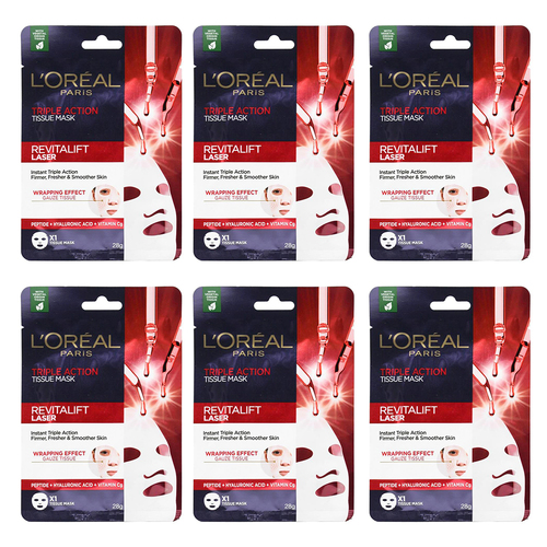 6PK Loreal 28G Revitalift Laser Triple Action Tissue Mask Skin Care