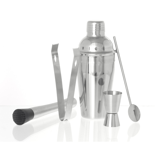 5pc Gibson Gifts Stainless Steel Cocktail Shaker Bartender Set Assorted