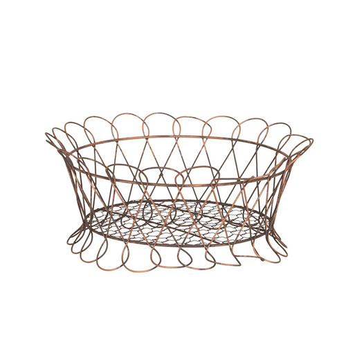 Metal Wire Basket 35cm Flower/Plant Pot Holder Home Decor Brown