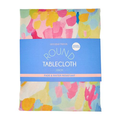 Annabel Trends Polyester/Linen Round Tablecloth Good Vibes 220cm