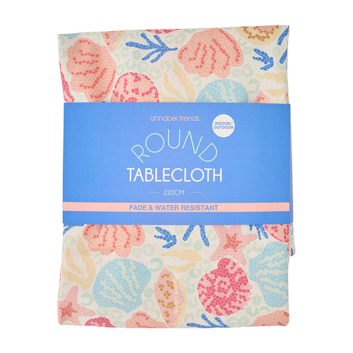 Annabel Trends Polyester/Linen Round Tablecloth Shelly Beach 220cm