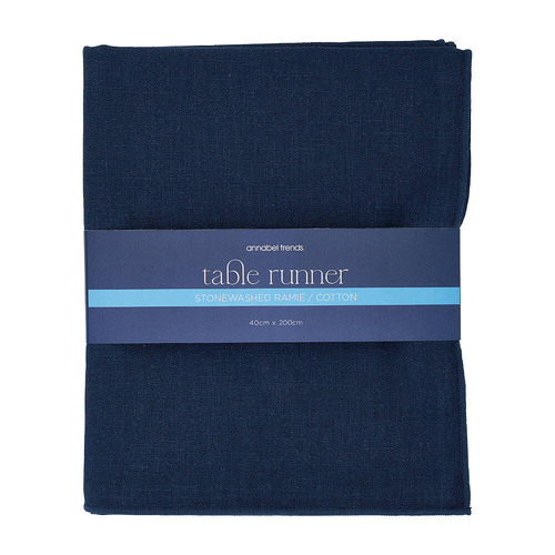 Annabel Trends Table Runner 200x40cm Stonewashed Navy