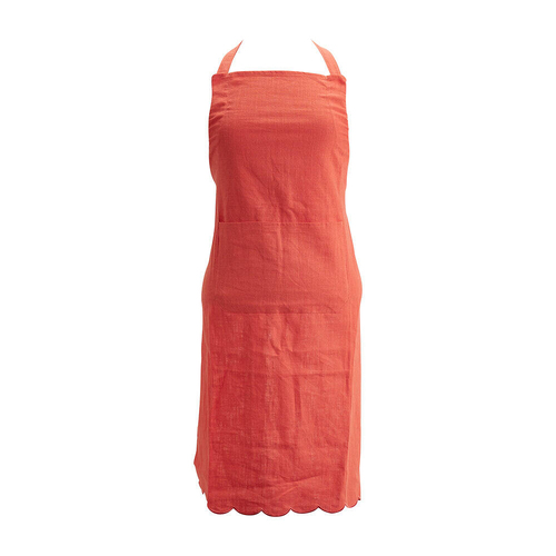 Annabel Trends Scallop Edge Stonewashed Apron 92x65cm - Coral