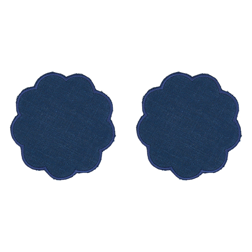 8pc Annabel Trends Scallop Edge Stonewashed Coaster Set 10cm - Navy