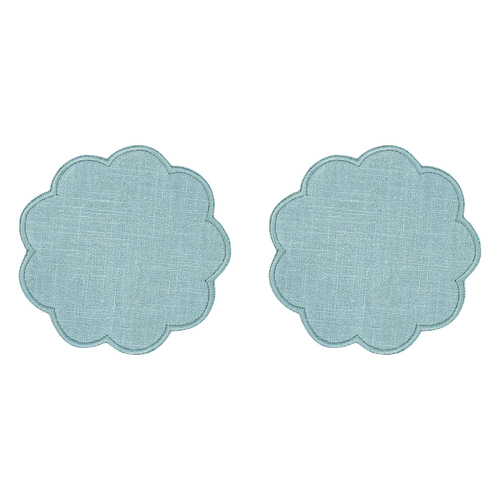 8pc Annabel Trends Scallop Edge Stonewashed Coaster Set 10cm - Sage