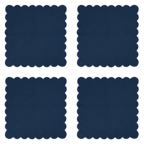 4PK Annabel Trends Napkin Stonewashed Scallop Edge 45cm - Navy