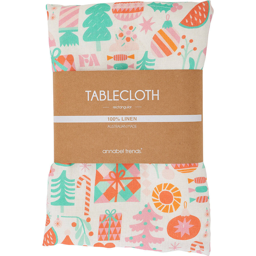 Annabel Trends Linen Tablecloth Medium 138x240cm - Merry Xmas