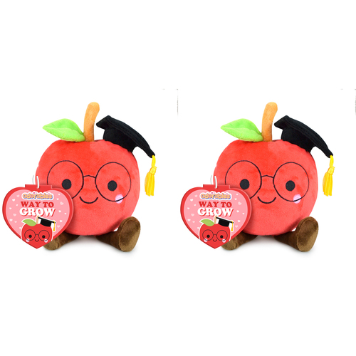 2PK Adorables Graduation Apple Plush Soft Stuffed Toy 17cm - Red