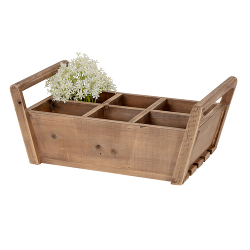 Timber 6-Square Trug Home Garden Basket Plant Flower Holder Brown