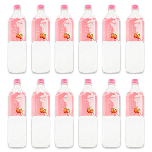 12PK Aloe Mate 1.5L Aloe Vera Juice Drink Bottle - Lychee