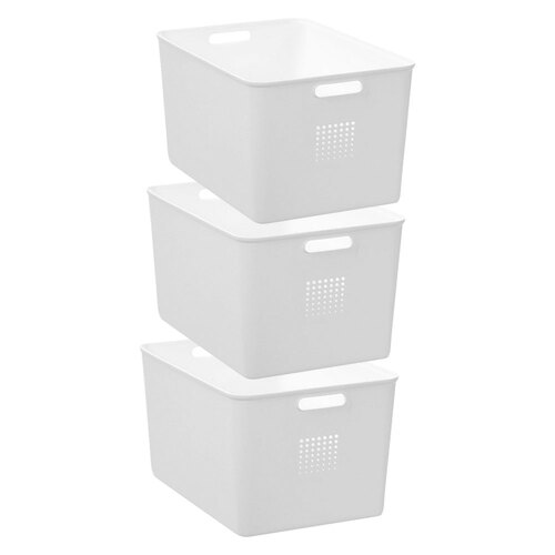 3x Boxsweden Levi 36x26cm/19L Storage Basket w/ Handles - White