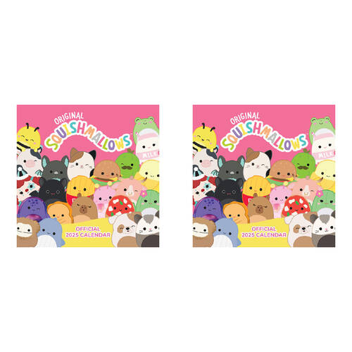 2PK Squishmallows 2025 Square Wall Calendar 30x30cm Room Decor