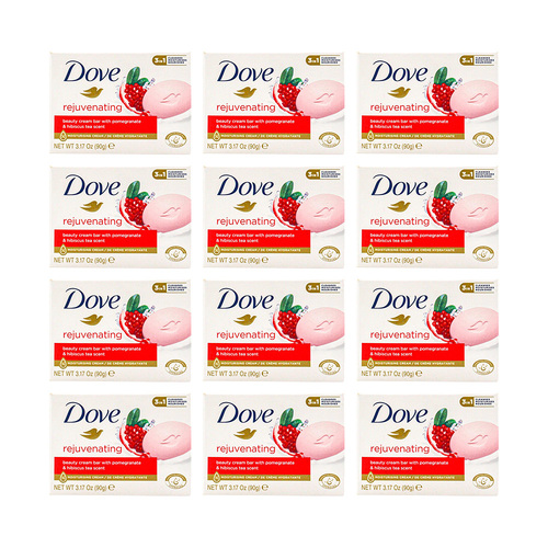 12PK Dove 90G Beauty Cream Bar Rejuvenating Pomegranate & Hibiscus Tea