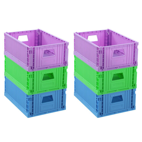 6x Boxsweden 29x21cm Foldaway Crate Storage - Assorted