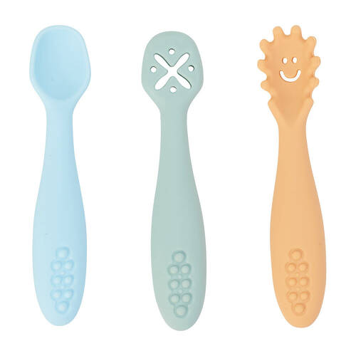 3pc Annabel Trends Silicone Baby Feeding Cutlery Set - Seaside