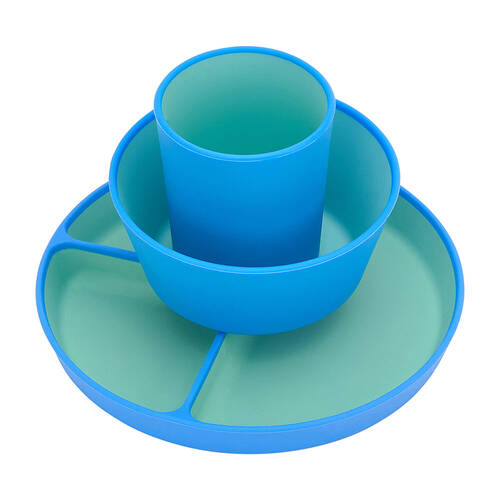 3pc Annabel Trends Silicone Two Tone Dinner Set Kids - Blue