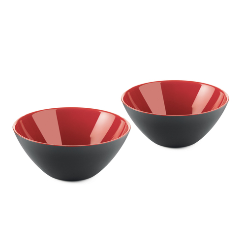 2pc Guzzini My Fusion 12.5cm Plastic Bowls - Black/Red