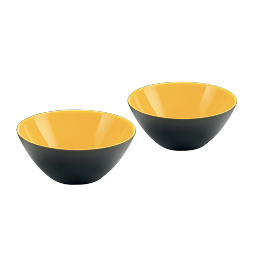 2pc Guzzini My Fusion 12.5cm Plastic Bowls - Black/Yellow