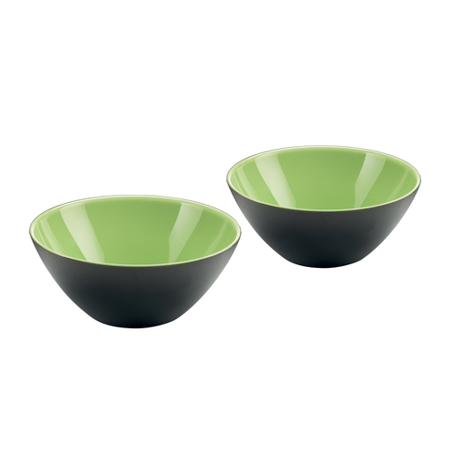 2pc Guzzini My Fusion 12.5cm Plastic Bowls - Black/Green