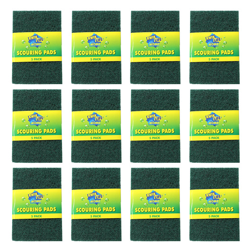 60pc Kwik Life Home Multi Purpose Scouring Pads 10x15cm - Green