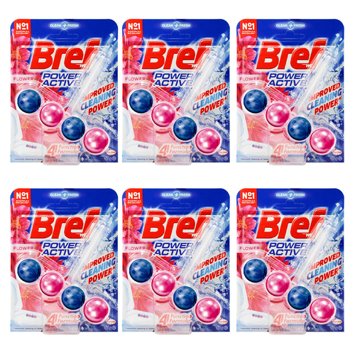 6PK Bref Power Active 4in1 Toilet Cleaner 50g Flower Blossom