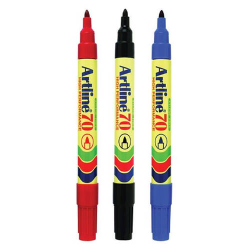 3pc Artline 70 1.5mm Permanent Marker Assorted