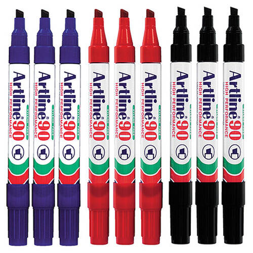 9pc Artline 90 2.0 - 5.0mm Permanent Marker Assorted