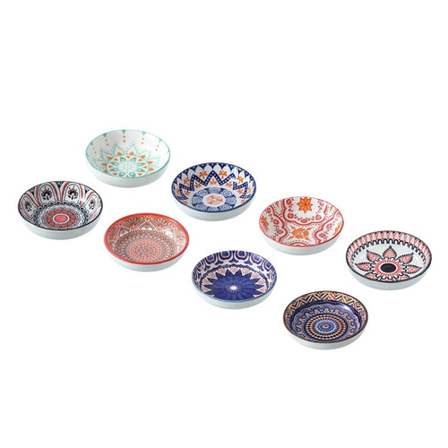 8PK Lemon & Lime Moroccan Deco 10x2.5cm Ceramic Pinch Bowl -  Assorted