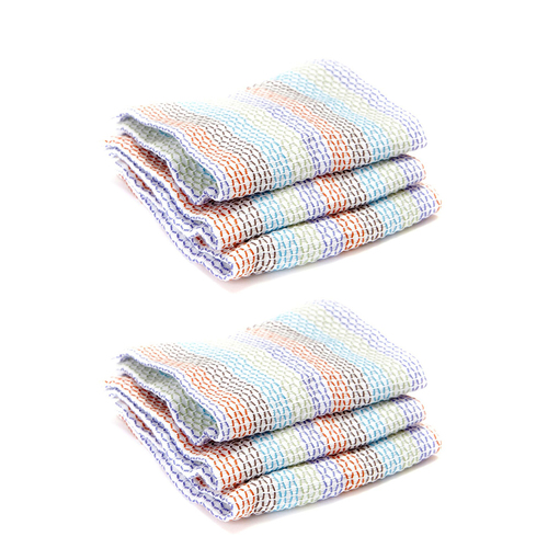 2x 3pc Full Circle 30cm Cotton Tidy Square Dish Cloths