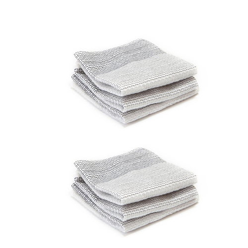 2x 3pc Full Circle 30cm Cotton Tidy Square Dish Cloths - Grey