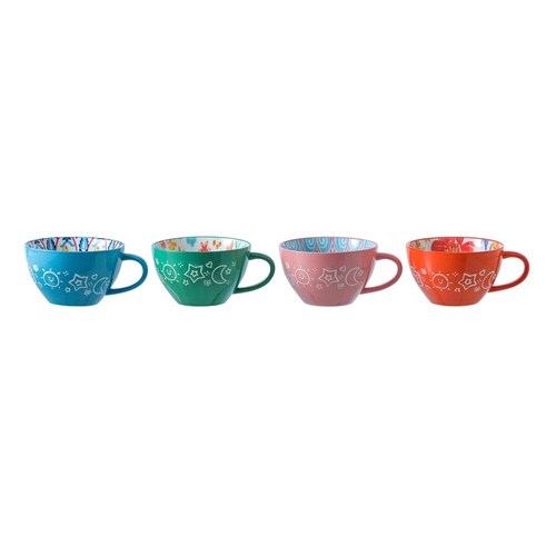 4PK Lemon & Lime Moroccan Deco 15x12.5cm Ceramic Soup Cup - Assorted