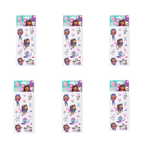 6x 3PK Gabbys Dollhouse Kids Holographic & Fun Sticker Sheets 3y+