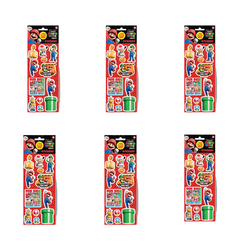 6x 3PK Super Mario Kids Puffy & Fun Sticker Sheets 3y+