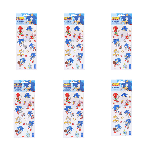 6x 3PK Sonic The Hedgehog Kids Holographic & Fun Sticker Sheets 3y+