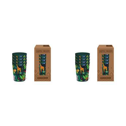 2x 4pc Animal Kingdom Kids/Children Water Drink Cup 13cm - Green