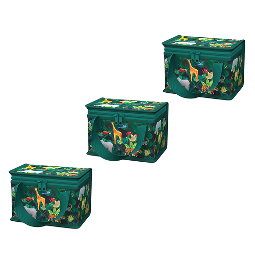 3PK Animal Kingdom Kids Lunchbag 15cm Food Storage  - Green