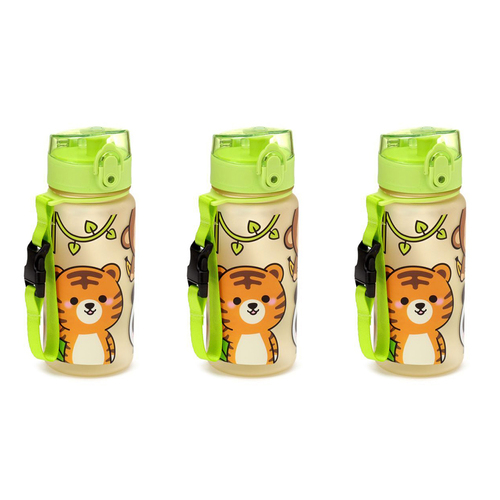 3PK Adoramals Sealife 350ml/18cm Water Bottle Kids Container - Green