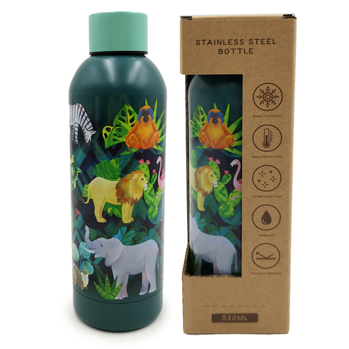 Animal Kingdom 530ml Stainless Steel Drink Bottle - Green